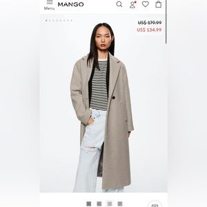 Mango Oversized Wool Coat New Taupe